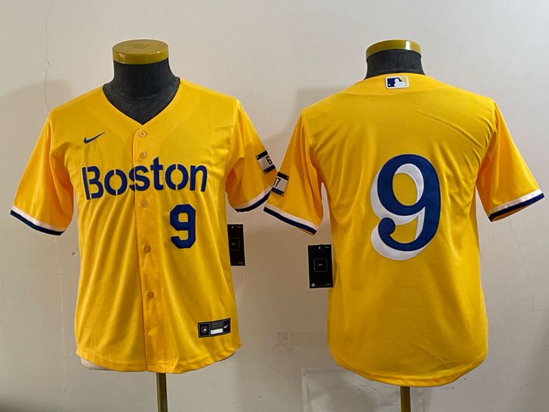 Youth 2025 Boston Red Sox #9 No Name Yellow Nike MLB Jersey 03